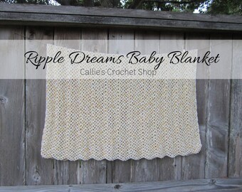 Ripple Dreams Baby Blanket/Crochet Baby Blanket/Yellow Crochet Baby Blanket/Stroller Blanket/Crib Blanket/Afghan/Baby Shower Gift