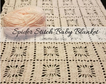 Pink Baby Blanket/Baby Girl Blanket/Crib Blanket/Spider Stitch Blanket/Crochet Blanket/Baby Shower Gift