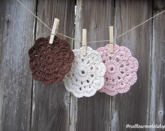 Crochet Flower Coasters (Set of 6)/Kitchen & Home Decor/Handmade Drink Coasters