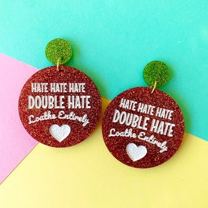 LIMITED Loathe Entirely, Sassy Christmas Acrylic Earrings, Glittet Earrings, Nostalgic Holiday Earrings, Acrylic Earrings, Big Fun Earrings,