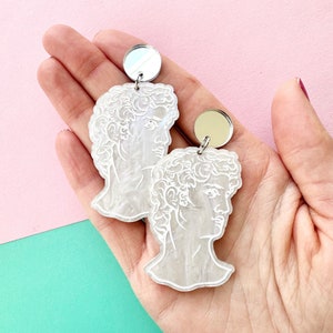 Statue of David Earrings, Acrylic Statement, Art History, Teacher Earrings, Sculpture, Marble Statue, Michelangelo, King David, Museum