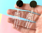 Skeleton Boi Earrings, Coffin Earrings, Acrylic Laser Cut Earrings, Halloween Earrings, Black, Statement Earring, Goth Earrings, Pastel Goth
