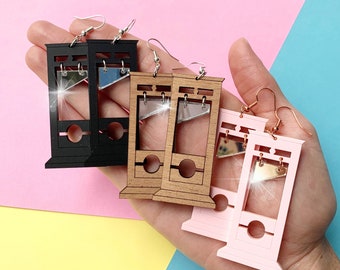 Guillotine Earrings, Spooky Gothic Earrings, Acrylic Earrings, Funny History Teacher, Eat the Rich, Feminist, Women’s Rights, Girl Power