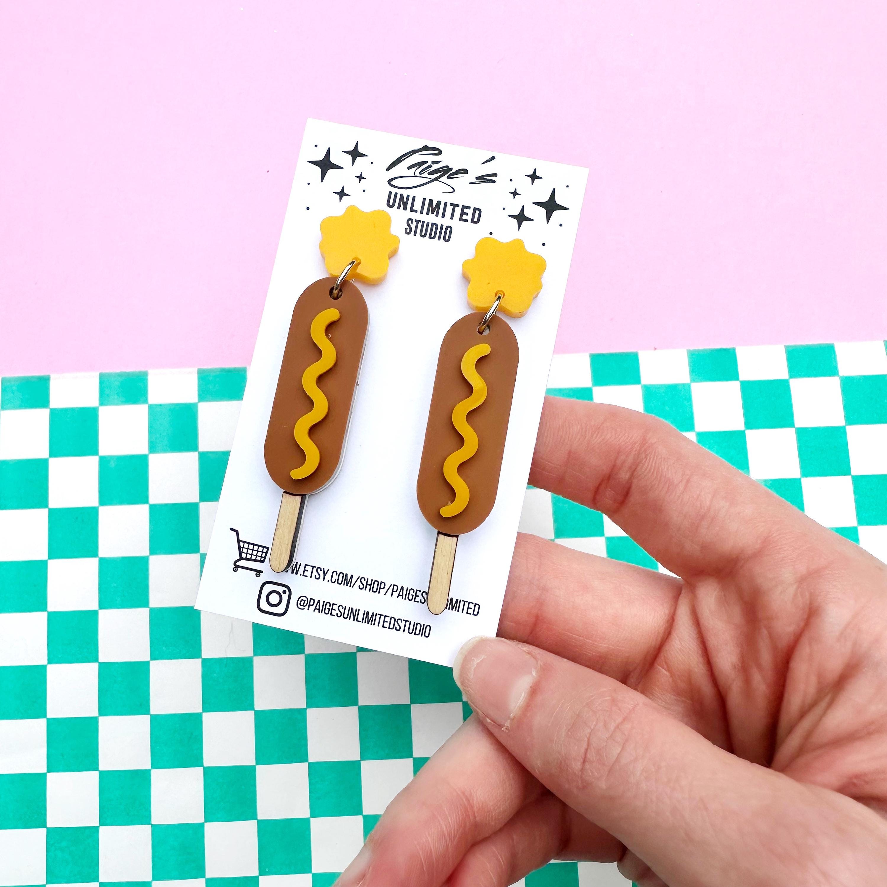 Kleine Maisohrringe, Handgemachter Acryl Schmuck, Sommer Grillparty Essen Ohrringe, Glitzer Fast Food Ohrhänger, Kawaii Nostalgischen Schmuck