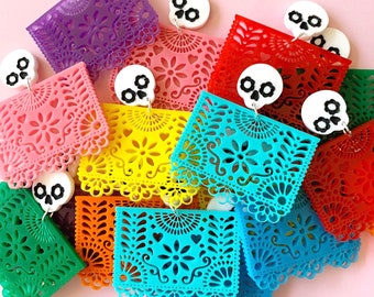 Papel Picado Earrings, Dia de los Muertos Jewelry, Day of the Dead, Acrylic Laser Cut Earrings, Coco, Cut Paper