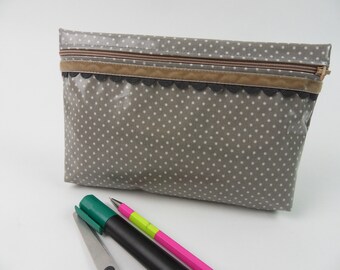 Cosmetic bag oilcloth GREY dots