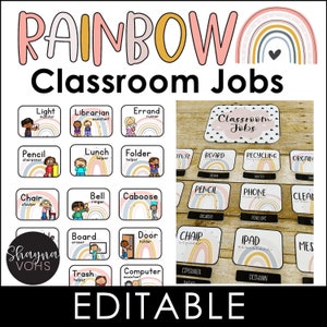 Boho Rainbow Classroom Jobs Chart