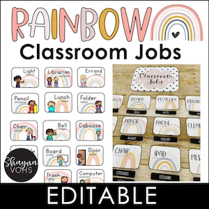 Boho Rainbow Classroom Jobs Chart