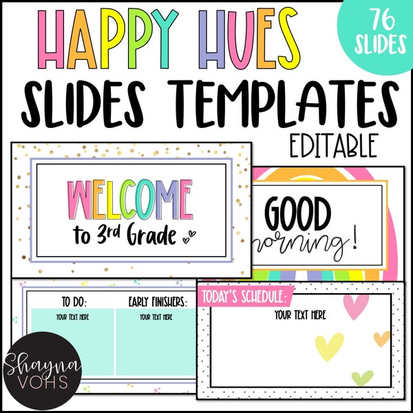 Rainbow Bright Powerpoint and Google Slides™ Templates for Teachers with Timers
