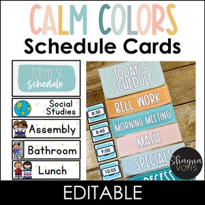 Schedule Cards, Classroom Schedule Cards, Editable Schedule Cards, Calming Classroom Decor, Pastel Classroom Decor