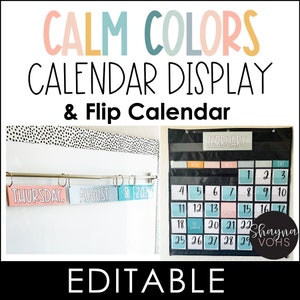 Flip Calendar Classroom and Calendar Bulletin Board, Calming Classroom Decor, Pastel Classroom Decor