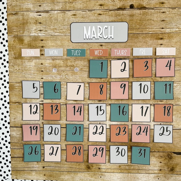 Boho Kalender Klassenzimmer, Boho Neutral Klassenzimmer Kalender, Neutral Kalender Klassenzimmer
