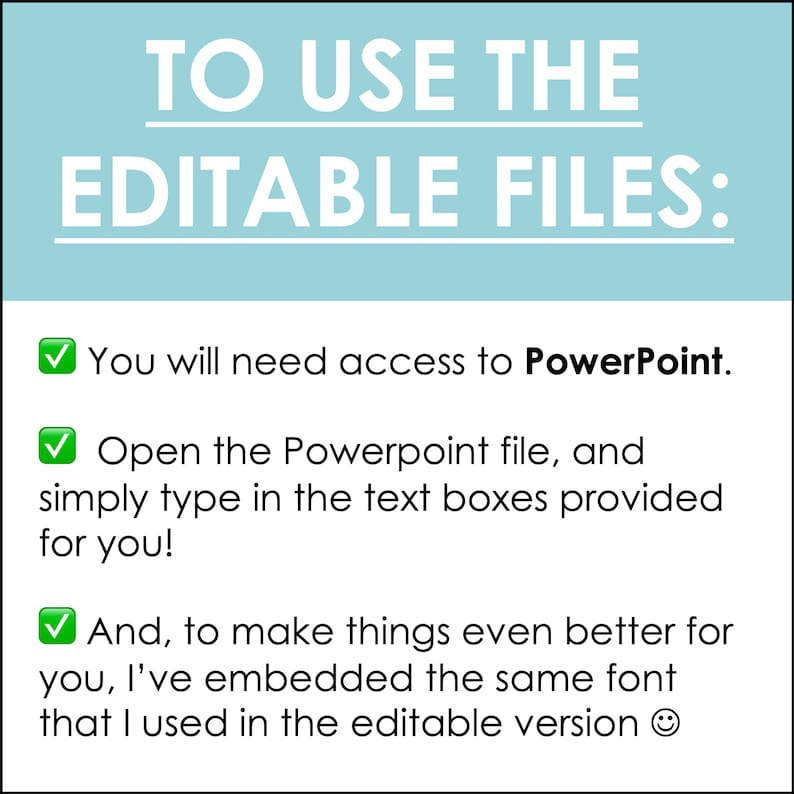 This image describes how to use the editable files.