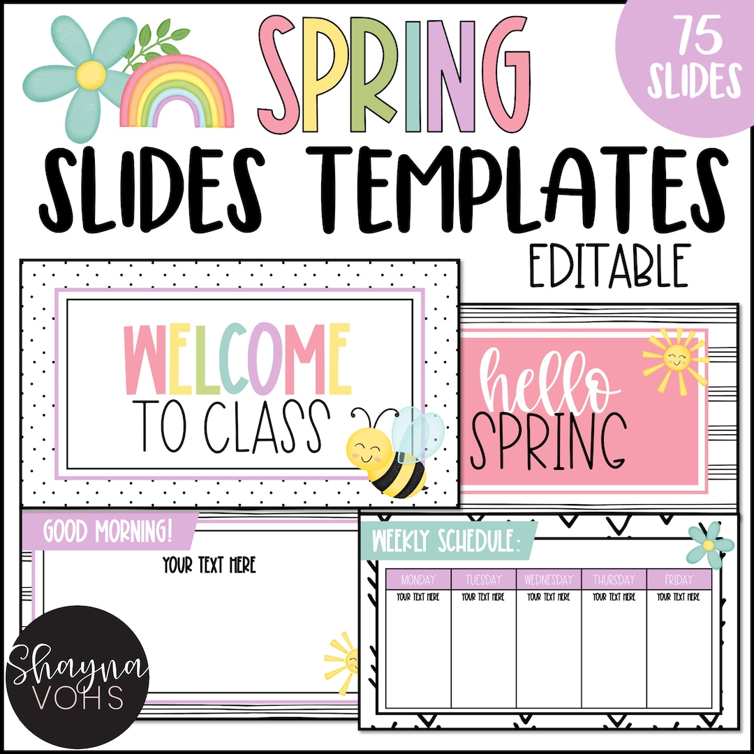 Spring powerpoint and google slides templates for teachers with timers