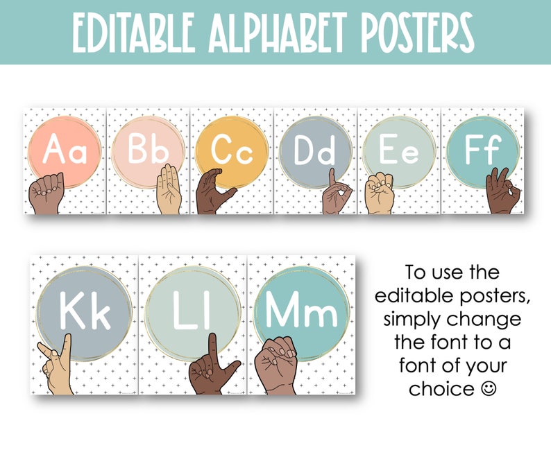 Calm Colors ASL Alphabet Printable - Sign Language Alphabet - Etsy