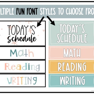 This image shows two styles of calm color schedule cards.