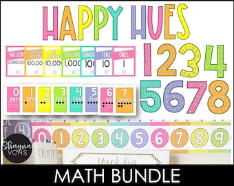 Happy Hues Math Classroom Decor Bundle (Digital Download)