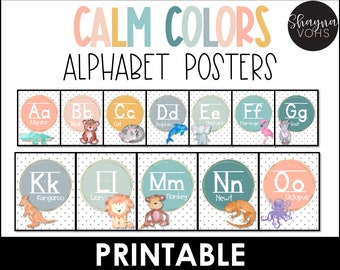 Calm Colors Alphabet Posters: Printable Classroom Decor (PDF)