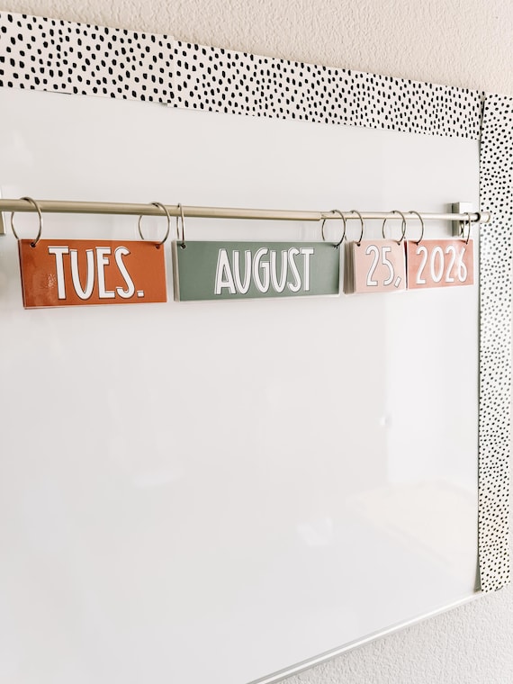 Boho Flip Calendar: Neutral Classroom Decor (Text-Editable)