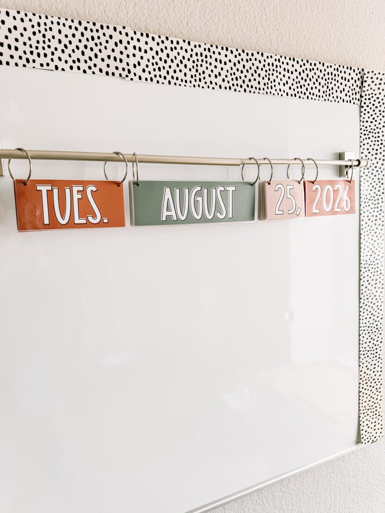 Boho Flip Calendar: Neutral Classroom Decor (Text-Editable) image 1
