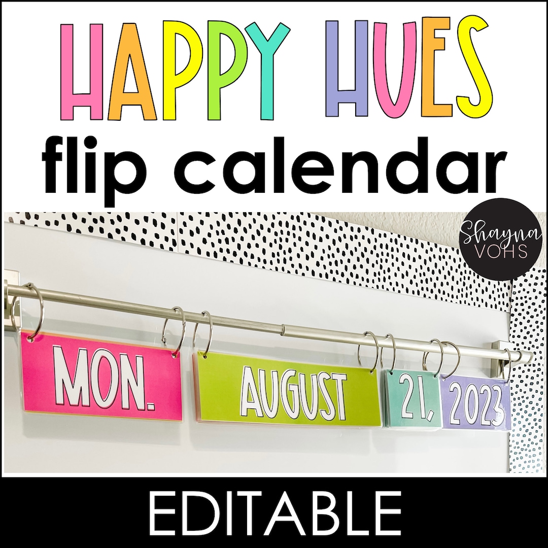 Flip Calendar Classroom, Bright Flip Calendar, Happy Hues Classroom ...