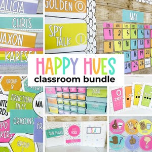 Bright Classroom Decor Bundle Elementary | Classroom Theme | Colorful | Rainbow | Editable | Printable