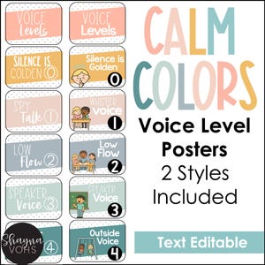 Voice Level Posters Classroom Chart, Calm Colors, Calming Classroom Decor, Pastel Classroom Decor