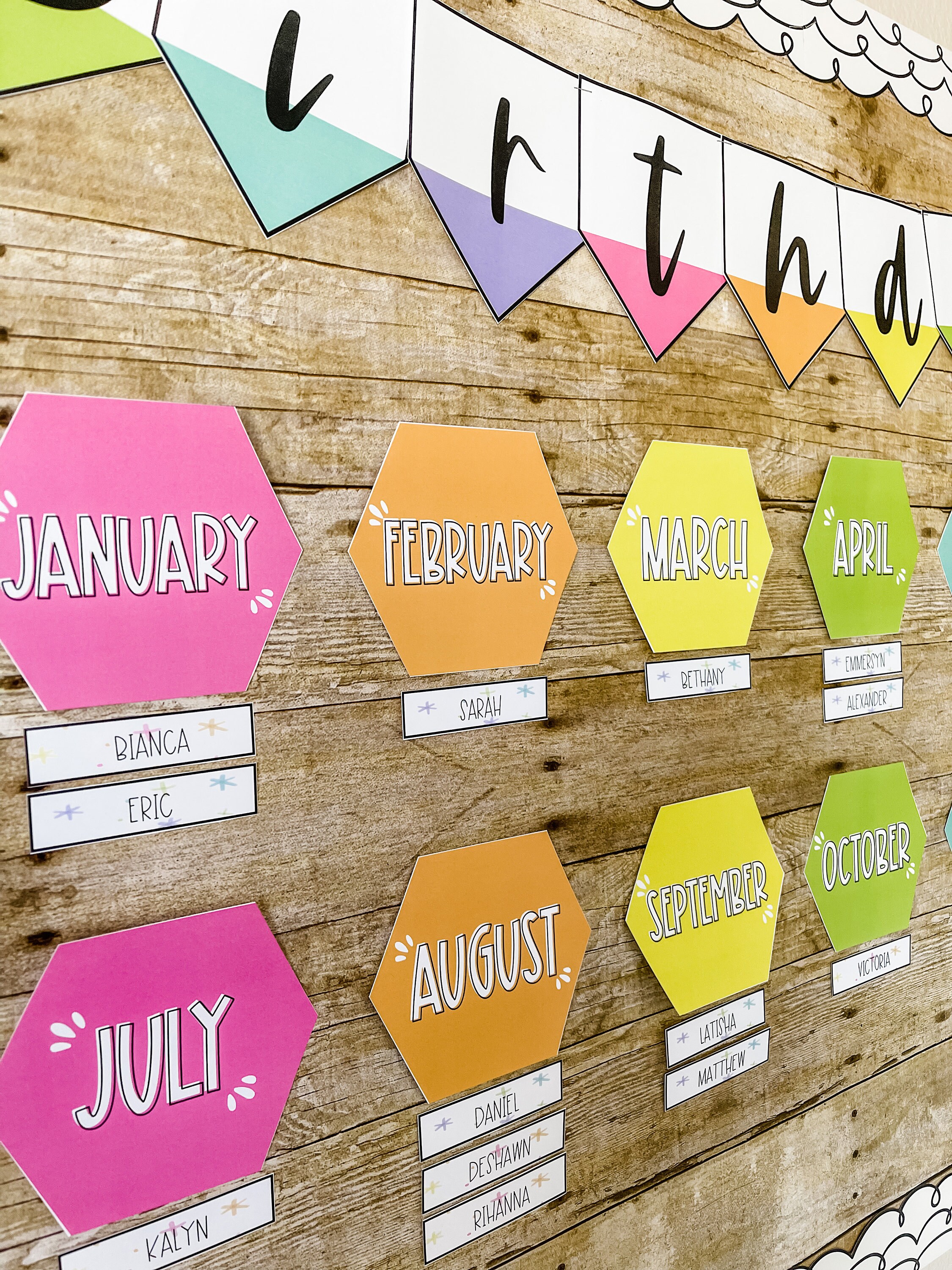 Poster Calendrier D'anniversaire Laminé Pour Classe - 41,9x28,4 Cm - Design Cupcade Imperméable Et Réutilisable