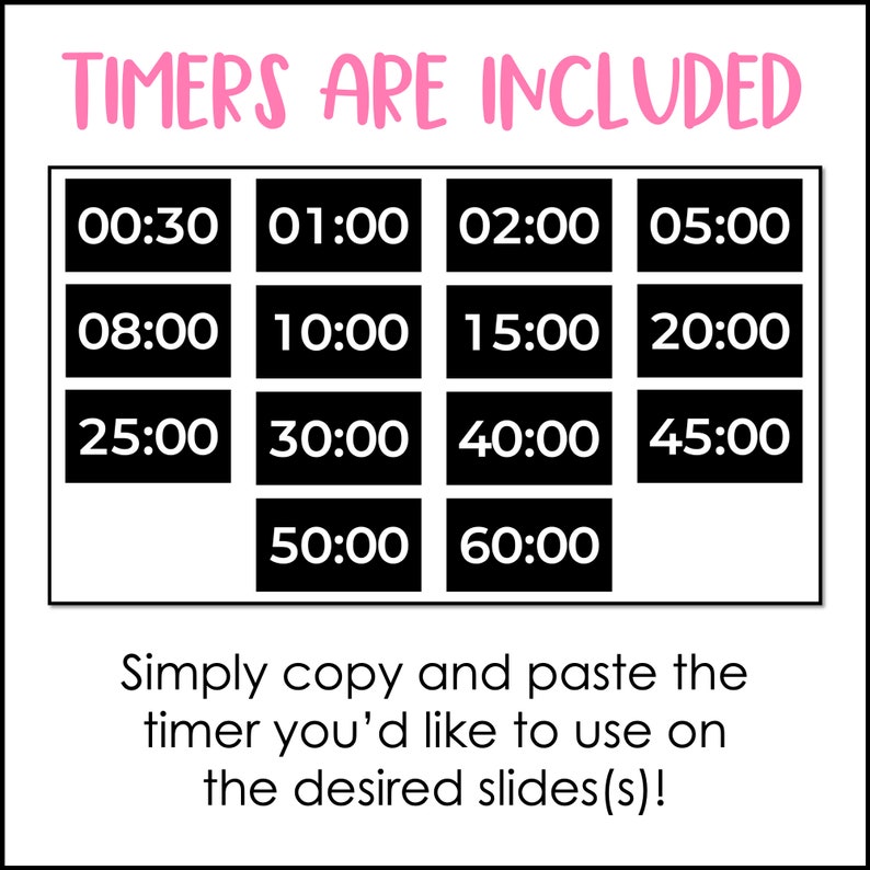This image shows the timers included in the happy hues slides templates.