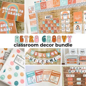 Decoración retro y moderna para el aula: carteles y letreros editables (descarga digital)