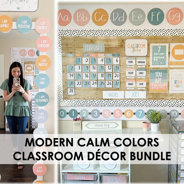 Modern Calm Colors Classroom Decor, Calming Classroom Decor, Pastel Classroom Decor Bundle