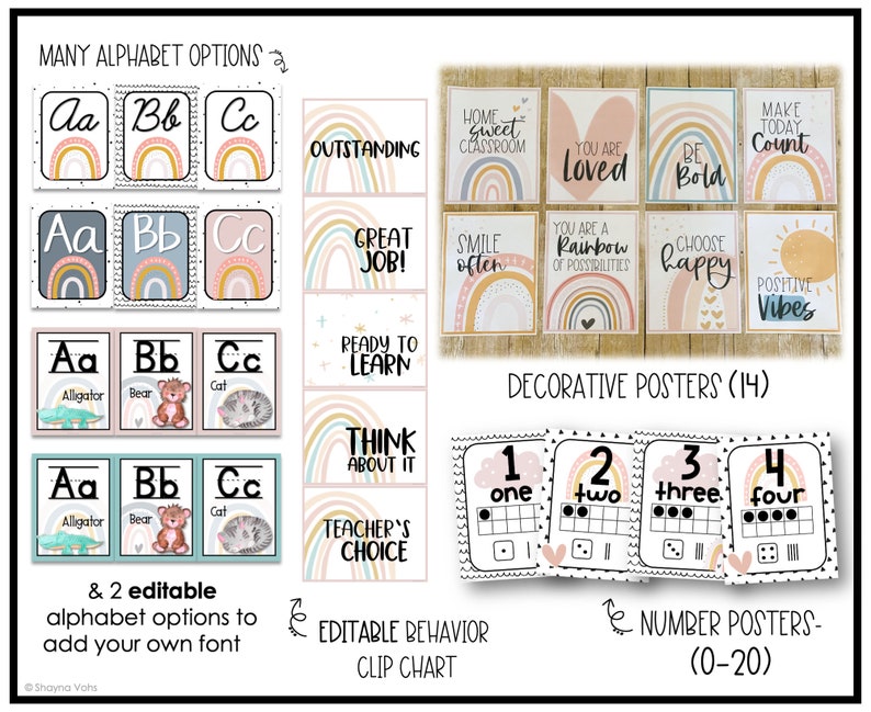 Boho Rainbow Classroom Decor Bundle Etsy