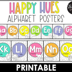 Alphabet Poster Classroom, Bright Alphabet Posters, Alphabet Posters with Pictures