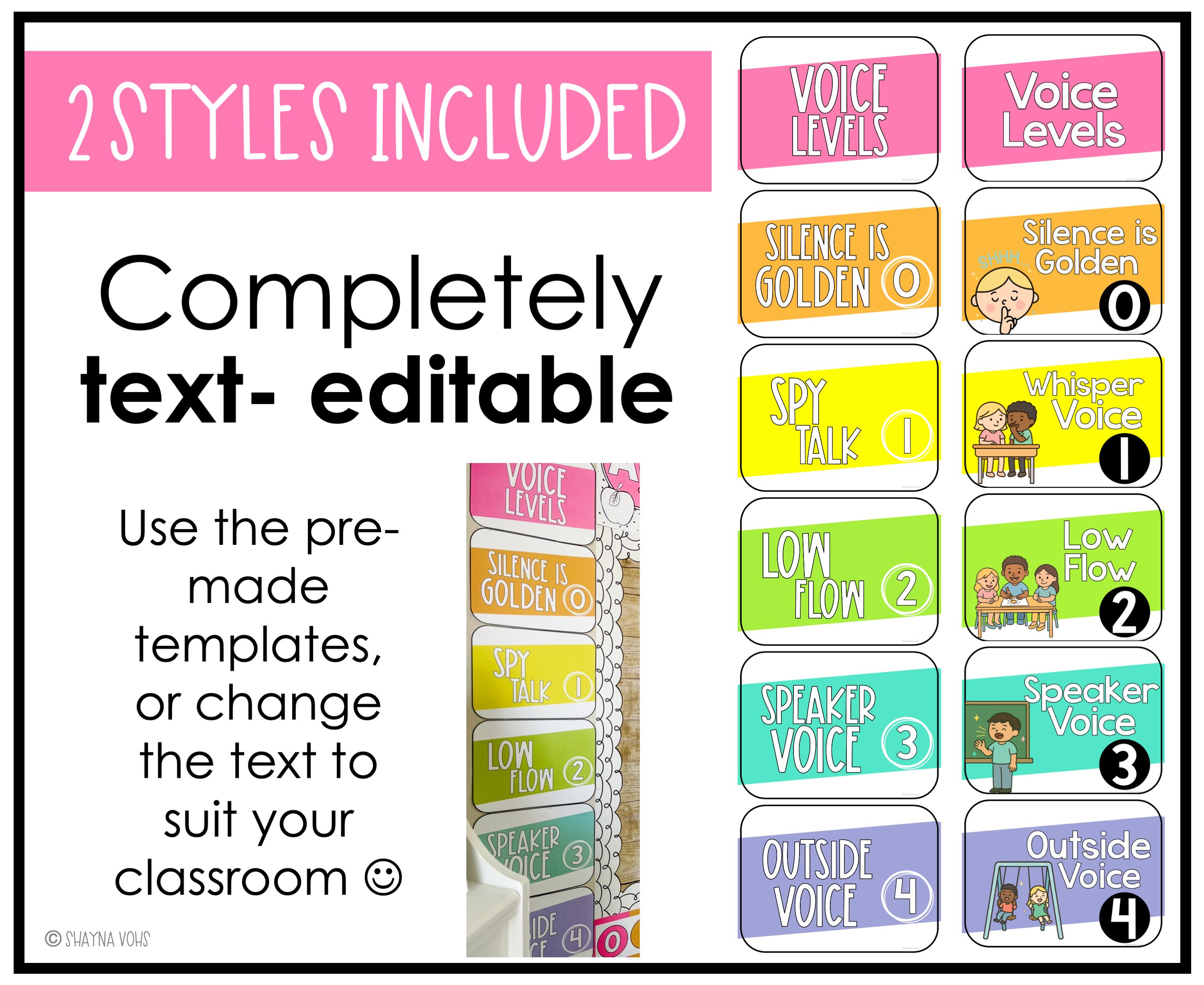Rainbow Voice Level Chart Posters: Editable Classroom Decor (PDF ...