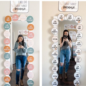 Salle de classe Boho Affirmations Station, miroir neutre Affirmations, classe Boho Affirmations