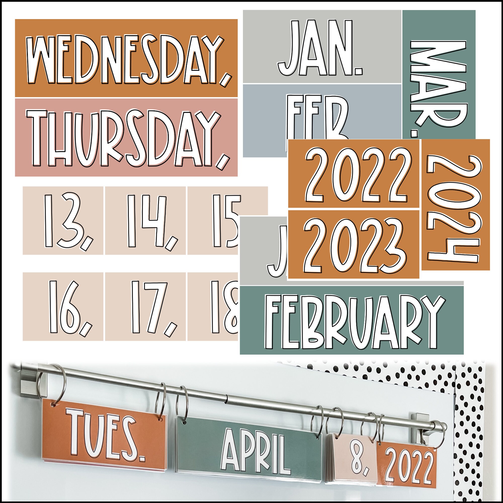 Boho Flip Calendar Neutral Flip Calendar Classroom Etsy