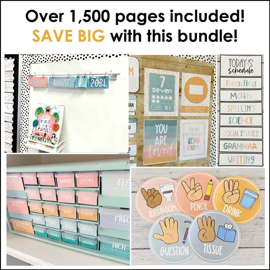 Modern Calm Colors Classroom Decor Modern Calm Colors Etsy