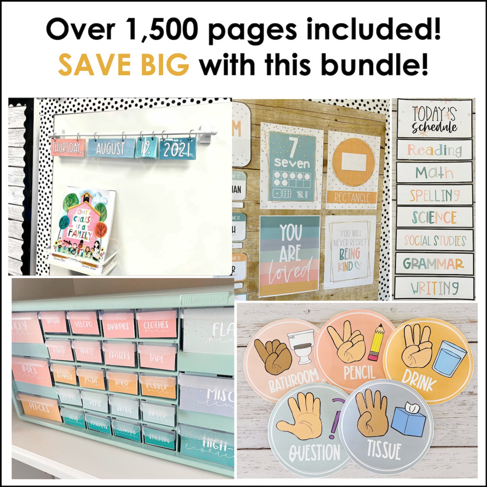 Modern Calm Colors Classroom Decor Modern Calm Colors Etsy