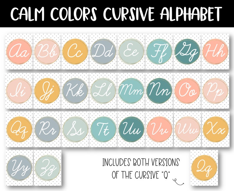 Calm Colors Cursive Alphabet Posters: Classroom Decor (printable ...