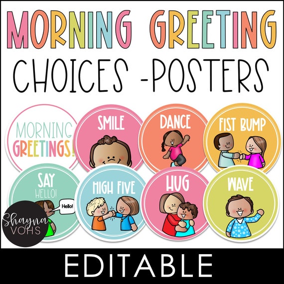 Tropical Vibes Classroom Decor: Morning Greeting Choices Poster (Printable)