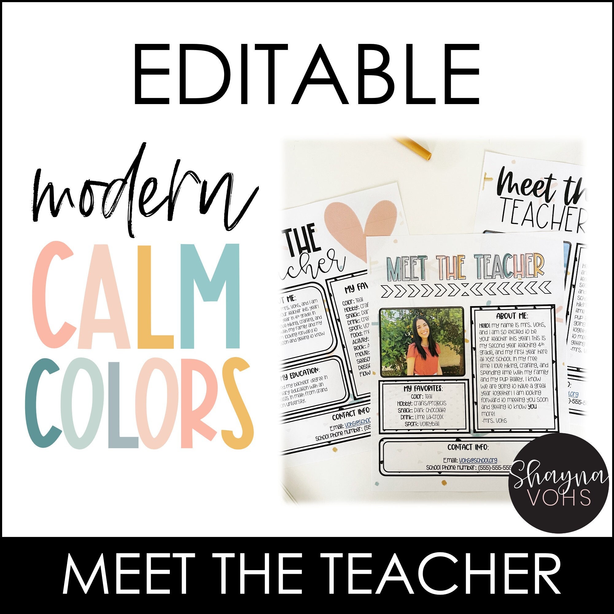 Meet the Teacher Template Editable, Calm Colors Classroom Decor - Etsy