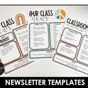 Retro Newsletter Template Editable, Groovy Classroom Decor
