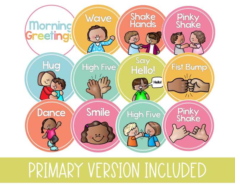 This image shows morning greeting choices posters in a tropical vibes theme with a primary font.