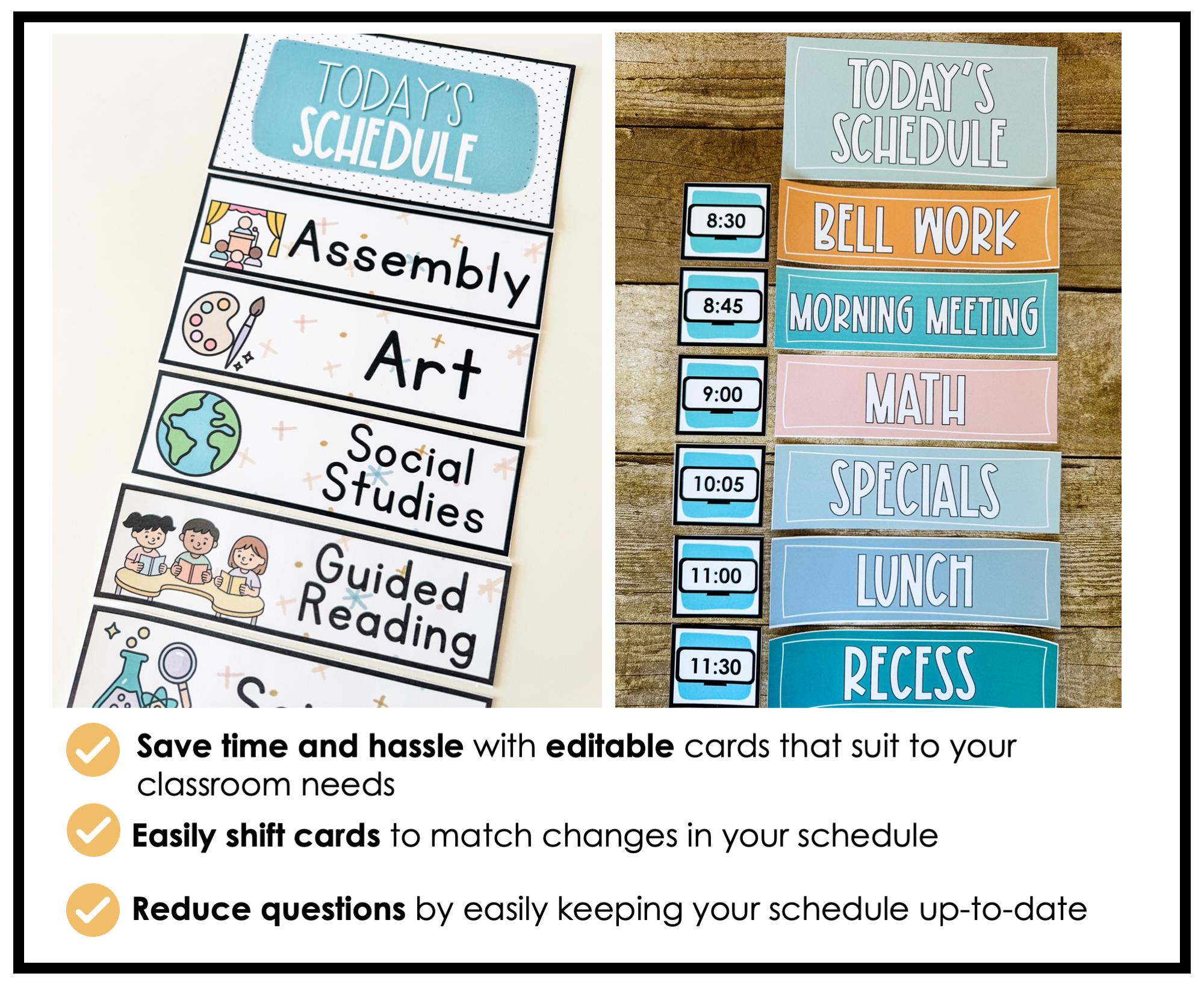 Editable Classroom Schedule Cards: Calming Pastel Decor (digital ...