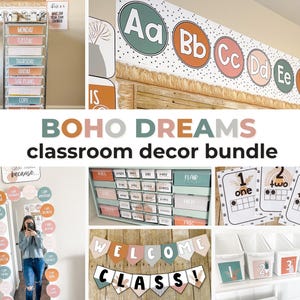 Boho Classroom Decor Bundle | Neutral Theme | Plant | Editable | Printable