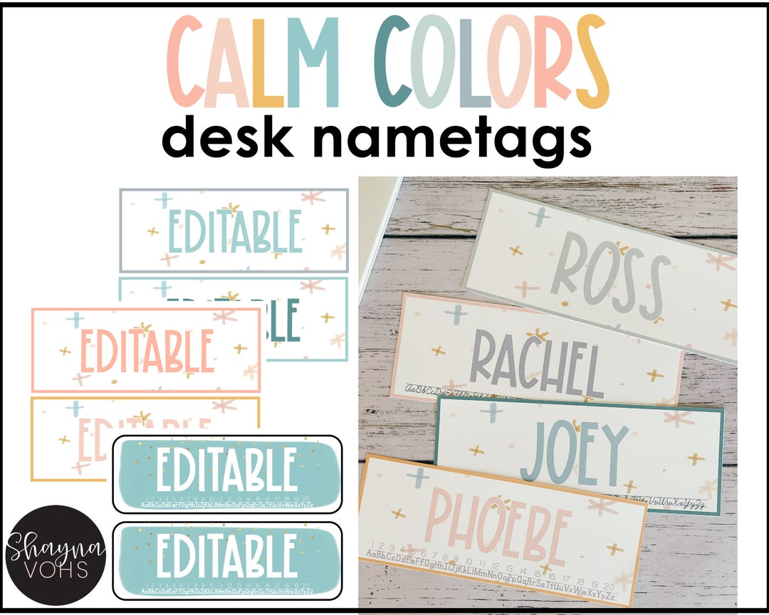 Desk Nametags for Kids, Calm Colors Classroom Decor - Etsy