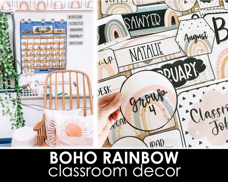 Boho Rainbow Classroom Decor Bundle Etsy
