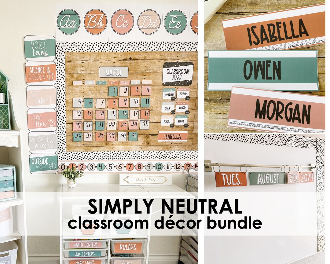 Classroom Decor Bundle Neutral Classroom Theme Simply Neutral Etsy
