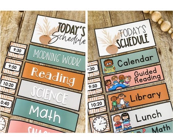 Boho Classroom Schedule Template Editable