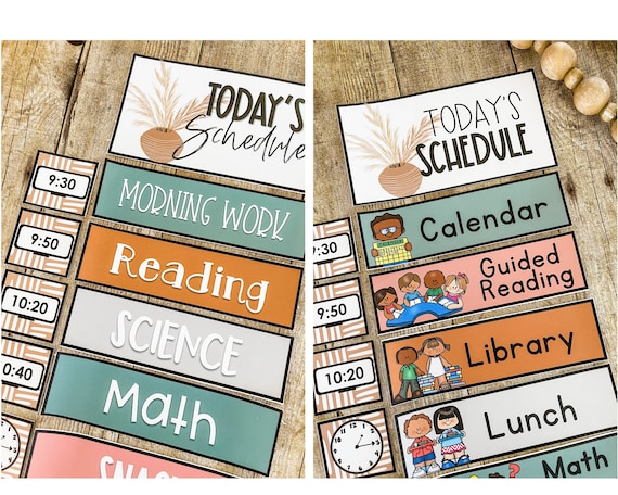 Boho Classroom Schedule Template Editable